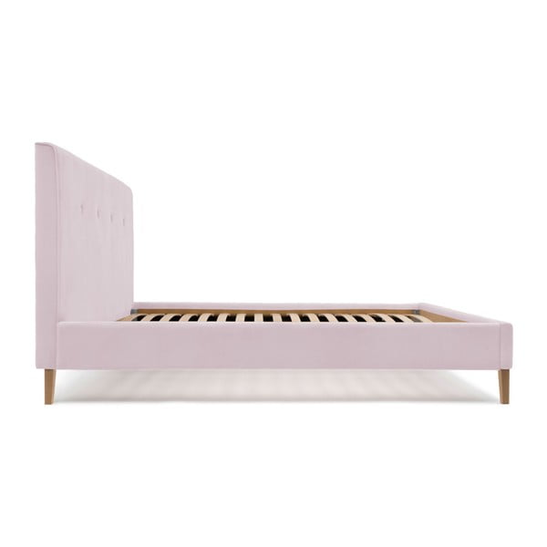 Kent rózsaszín ágy természetes lábakkal, 140 x 200 cm - Vivonita-image-1