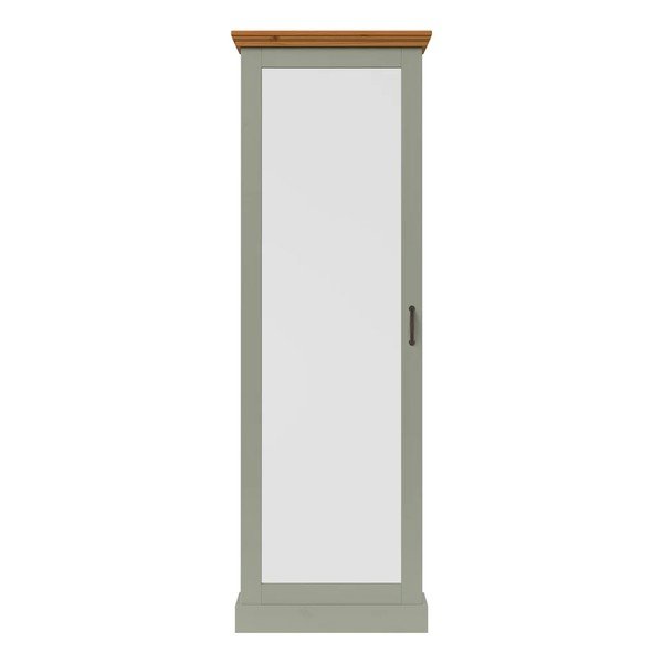 Zöld-világos natúr színű borovi fenyő tükrös cipőtartó 60x180x25 cm Selma – Støraa