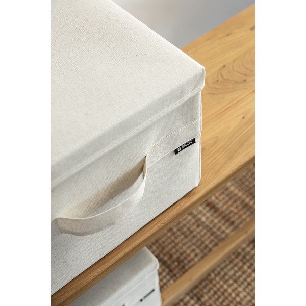 Bézs fedeles textil tárolódoboz 31x41x22 cm Soft Storage Medium – Bigso-image-3