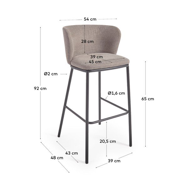 Világosbarna bárszék szett 2 db-os 92 cm Ciselia – Kave Home-image-4
