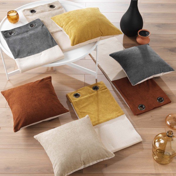 Antracitszürke-bézs függöny 140x240 cm Tessa – douceur d'intérieur-image-3