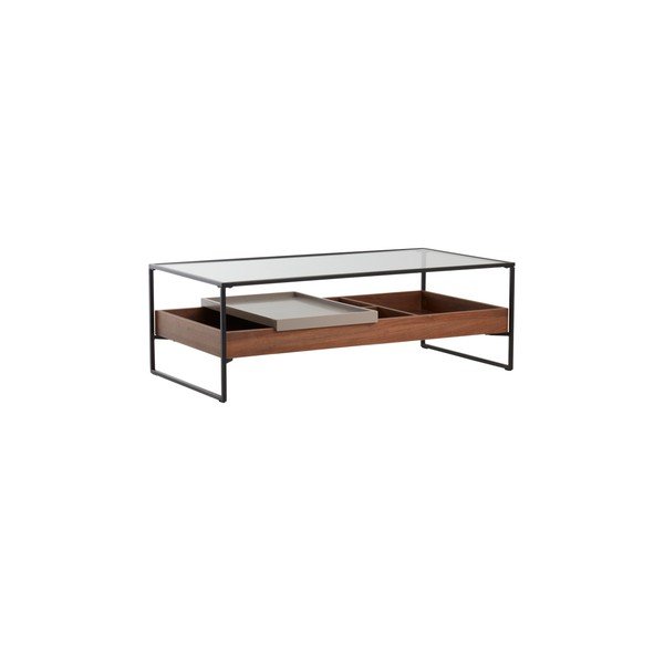 Sötét natúr színű dohányzóasztal üveg asztallappal 60x120 cm Sveg – Jotex-image-3