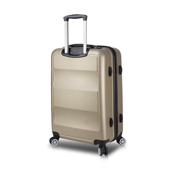 COLORS LASSO Medium Suitcase aranyszínű görgős bőrönd USB csatlakozóval - My Valice