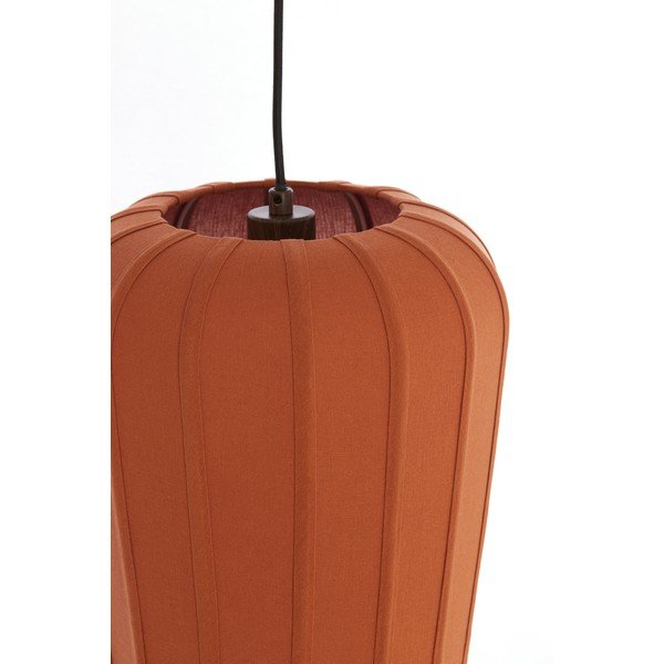 Terrakotta színű függőlámpa textil búrával ø 10 cm Bibury – Light & Living-image-3
