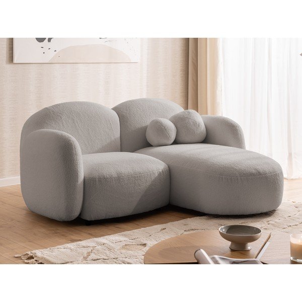 Szürke buklé sarokkanapé (jobb oldali-heverő résszel) Orbit – Ropez-image-4