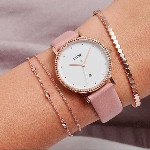 Le Couronnement női karóra rózsaszín bőrszíjjal - Cluse-image-1