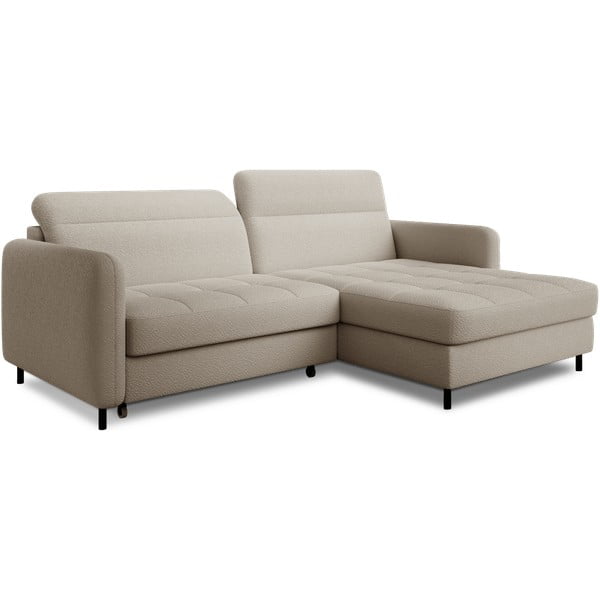 Bézs buklé kinyitható-tárolóhelyes sarokkanapé (jobb oldali-heverő résszel) Gomsi – ELTAP-image-2