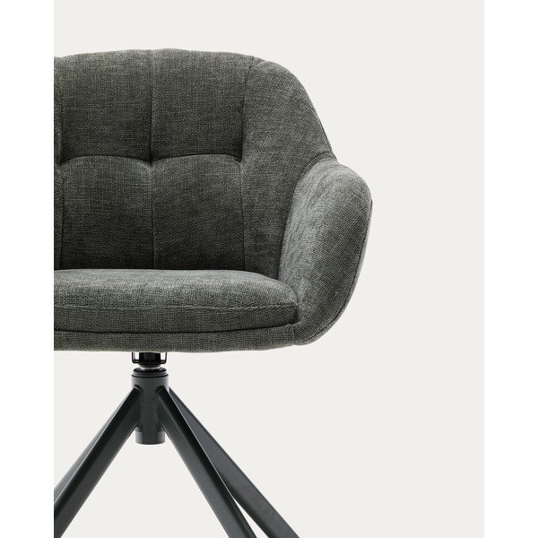 Sötétzöld kárpitozott karfás étkezőfotel Dorina – Kave Home-image-2