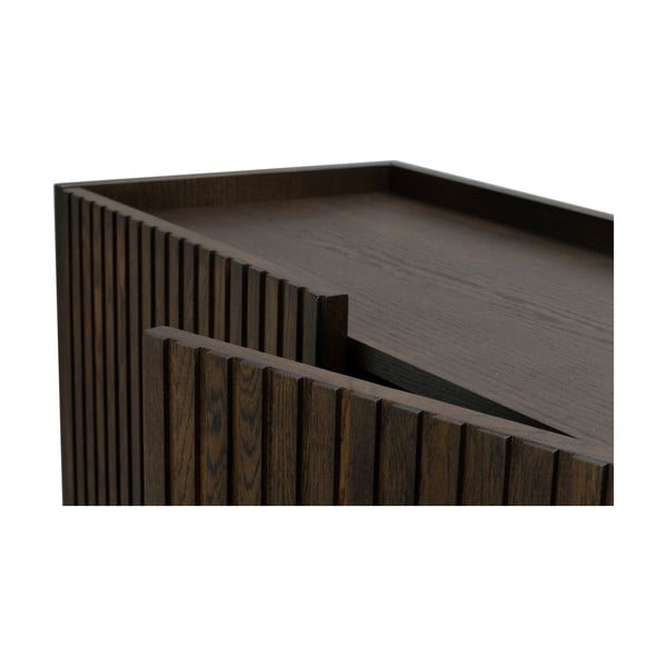 Sötétbarna tölgyfa alacsony komód 160x75 cm Halifax - Rowico-image-1