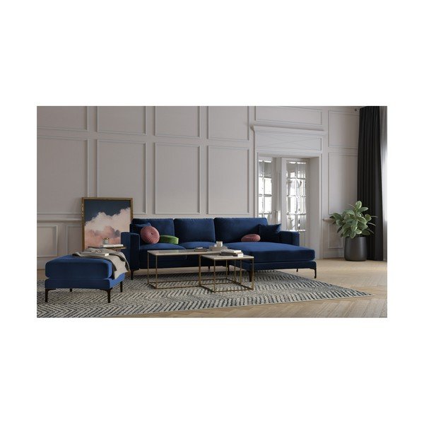 Harmony kék bársony lábtartó - Kooko Home-image-3