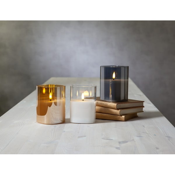 Flamme szürke LED viaszgyertya üvegben, magasság 12,5 cm - Star Trading-image-4