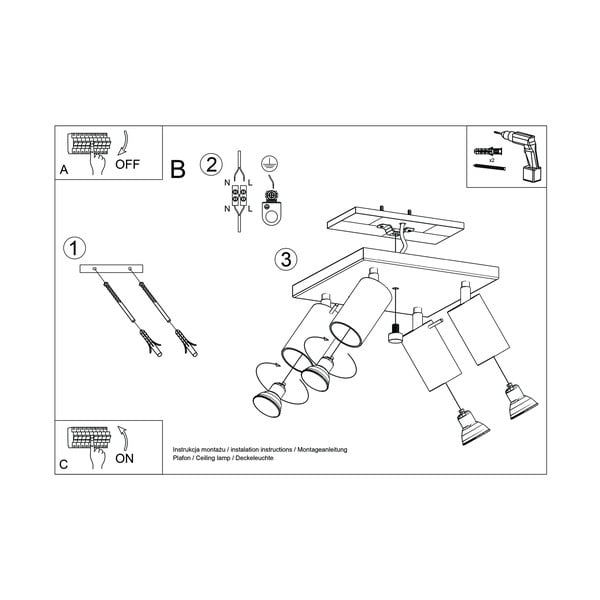 Etna Quatre szürke mennyezeti lámpa - Sollux-image-4