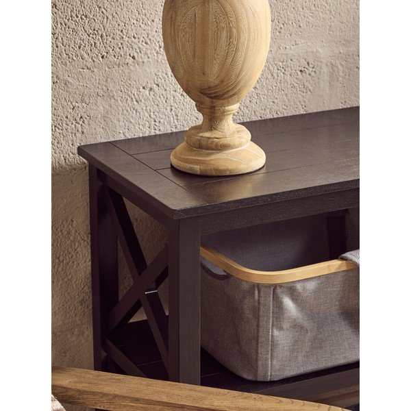 Fekete borovi fenyő polcos állvány 120x81x40 cm Heritage – Premier Housewares-image-2