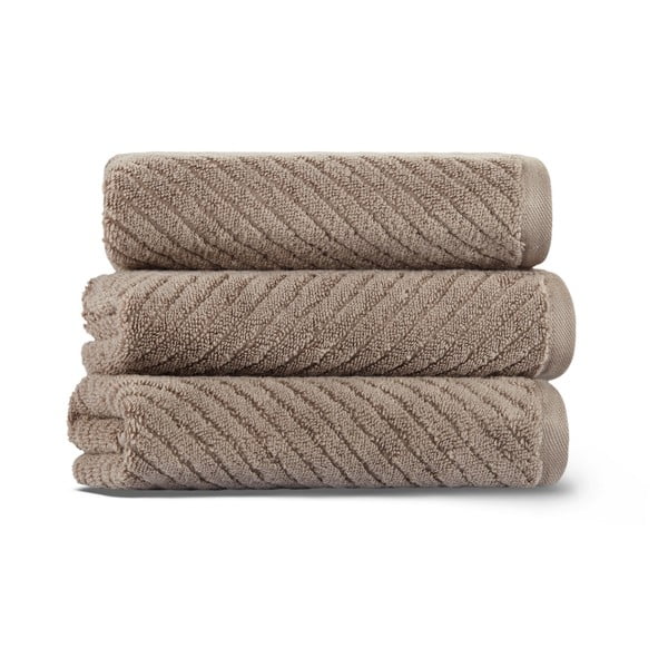 Barna pamut törölköző 71x40 cm Chevron - Foutastic-image-1