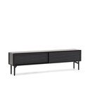 Fekete TV-állvány tölgyfa dekorral 200x57x35 cm Lenon – Kave Home