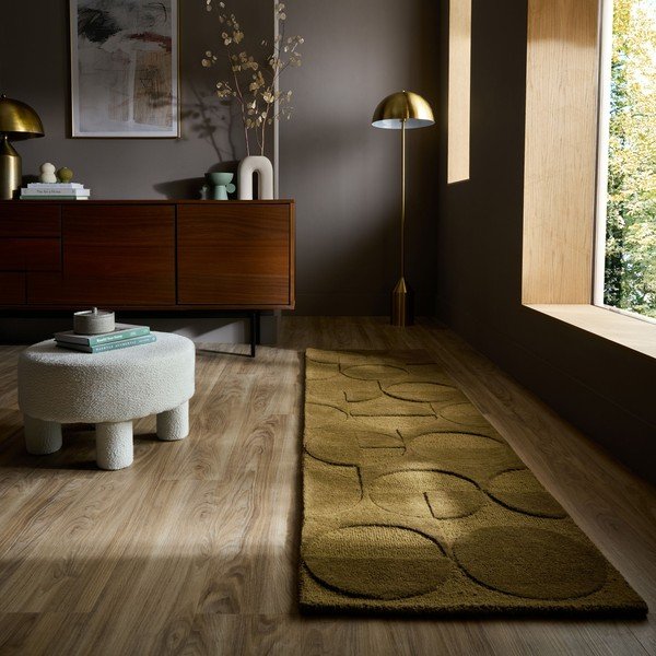 Sötétzöld kézi szövésű gyapjú futószőnyeg 60x230 cm Gigi – Flair Rugs-image-1