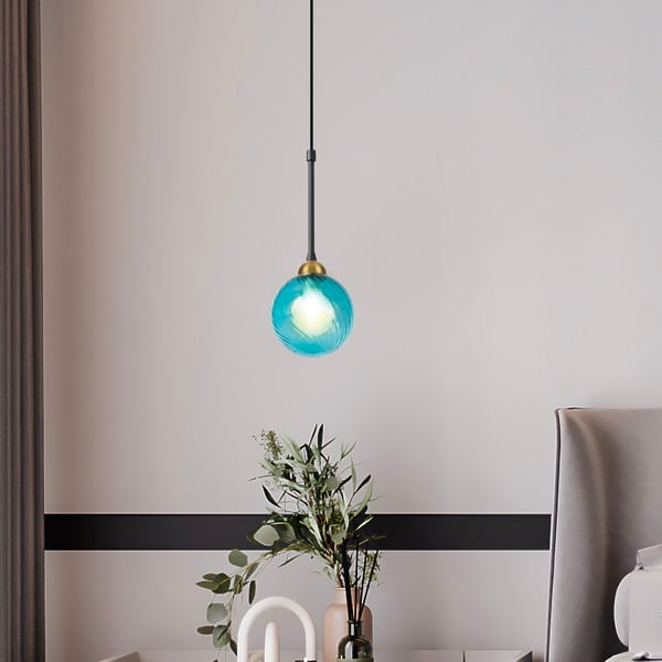 Kék függőlámpa üveg búrával ø 12 cm Twister – Squid Lighting-image-2