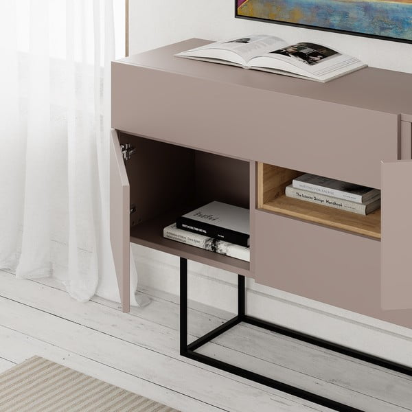 Szürke-bézs alacsony komód 145x82 cm Titan – Marckeric-image-1