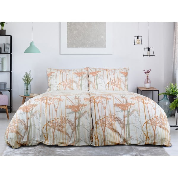 Fehér-terrakotta színű egyszemélyes krepp ágyneműhuzat 140x200 cm Caraway – B.E.S.