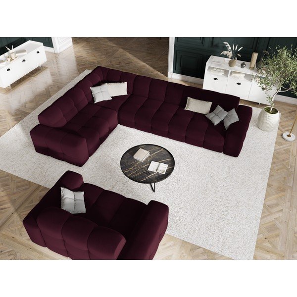 Borvörös bársony kanapé 156 cm Kendal – Micadoni Home-image-1