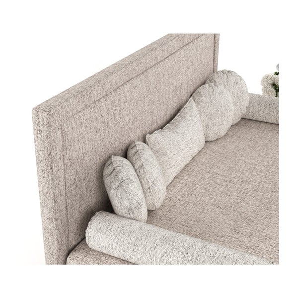 Világosbarna kárpitozott egyszemélyes ágy 80x200 cm Scala – Maison de Rêve-image-1