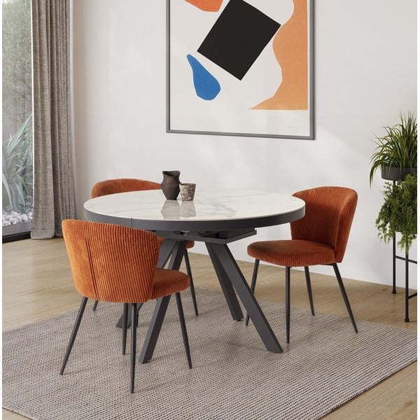 Kerek bővíthető étkezőasztal kerámia asztallappal, hosszabbító asztallappal ø 120 cm Bela – Marckeric-image-1