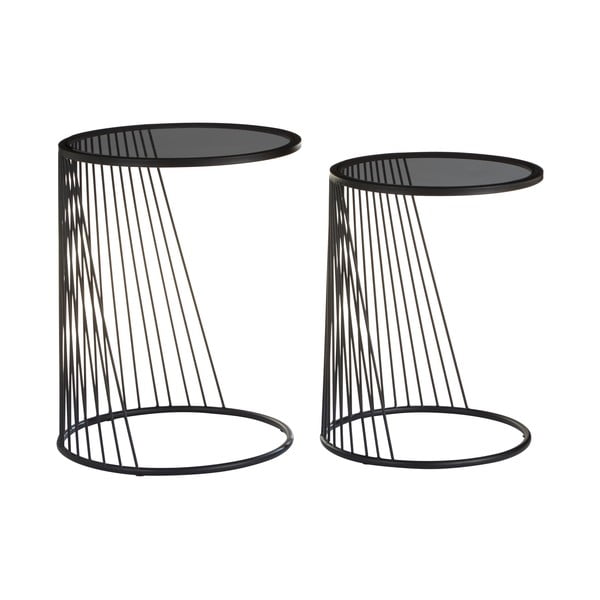 Kerek tárolóasztal szett üveg asztallappal  2 db-os Trento – Premier Housewares-image-2