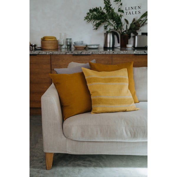 Len párnahuzat 40x40 cm Amber Bronze Stripes – Linen Tales-image-1