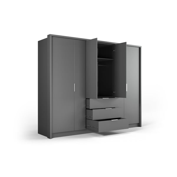 Szürke ruhásszekrény 255x217 cm Wells - Cosmopolitan Design-image-3