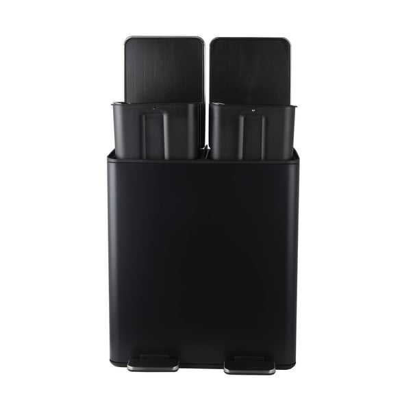 Matt fekete acél szelektív pedálos szemetes 2x20 l   Aliya – Spirella-image-2