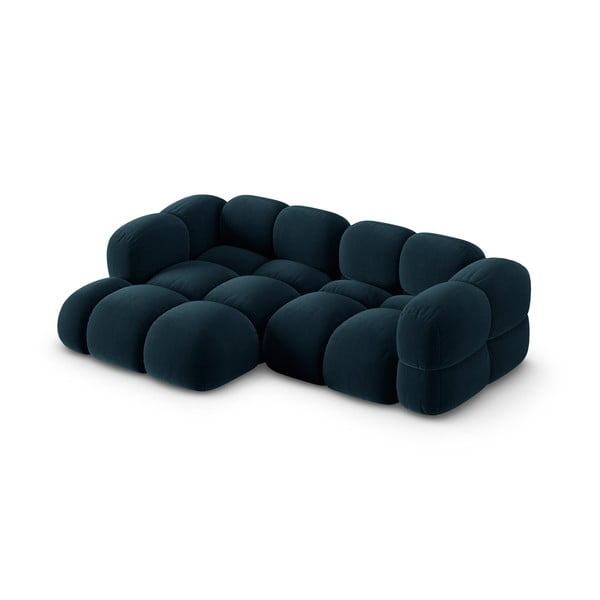 Sötétkék bársony sarokkanapé (bal oldali-heverő résszel) Loretto – Cosmopolitan Design-image-3