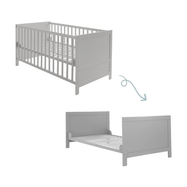Világosszürke babaágy 70x140 cm – Roba-image-3