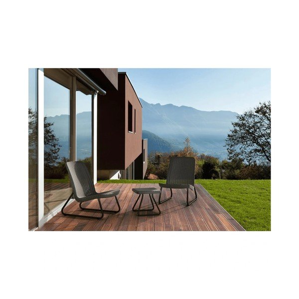 Sötétszürke műrattan kétszemélyes kerti lounge szett Rio – Keter-image-1