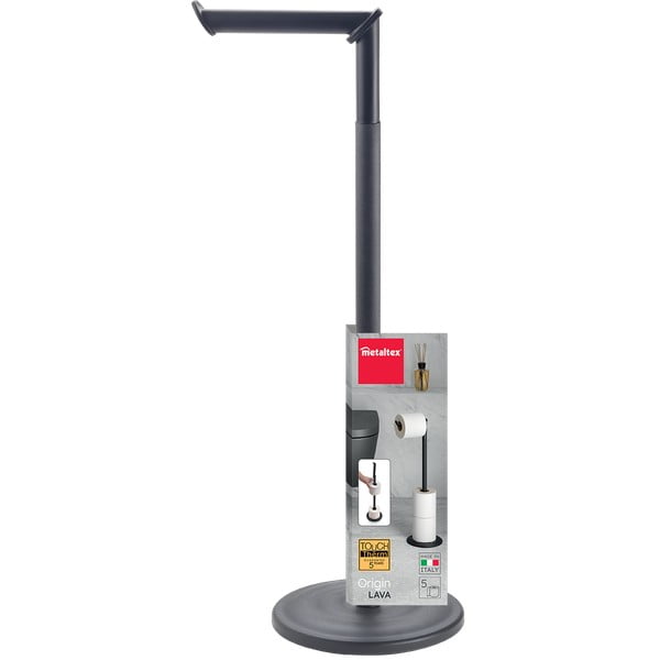 Matt fekete acél WC-papír tartó állvány Lava – Metaltex-image-3