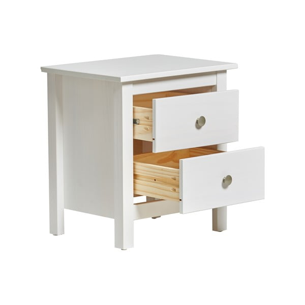 Berna fehér 2 fiókos éjjeliszekrény tömör borovi fenyőből - Marckeric-image-4
