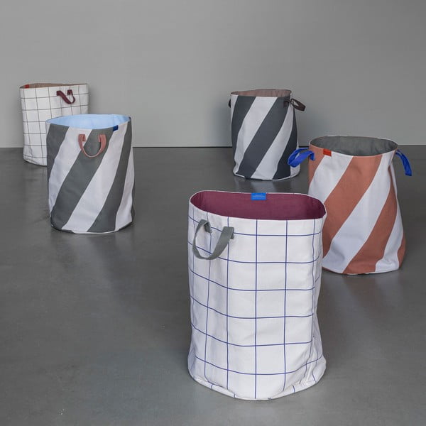 Téglavörös-krémszínű textil szennyeskosár 5 l Diagonal – Mette Ditmer Denmark-image-3