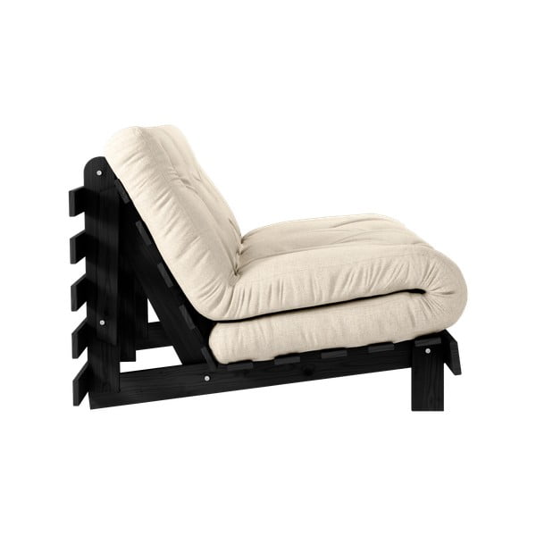 Szürkésbézs len kinyitható kanapé 140 cm Roots Black Night – Karup Design-image-4