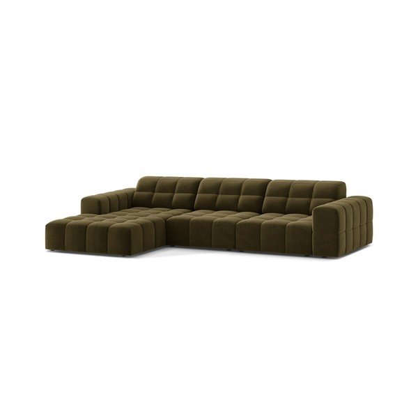 Khaki bársony sarokkanapé (bal oldali-heverő résszel) Chicago – Cosmopolitan Design-image-1