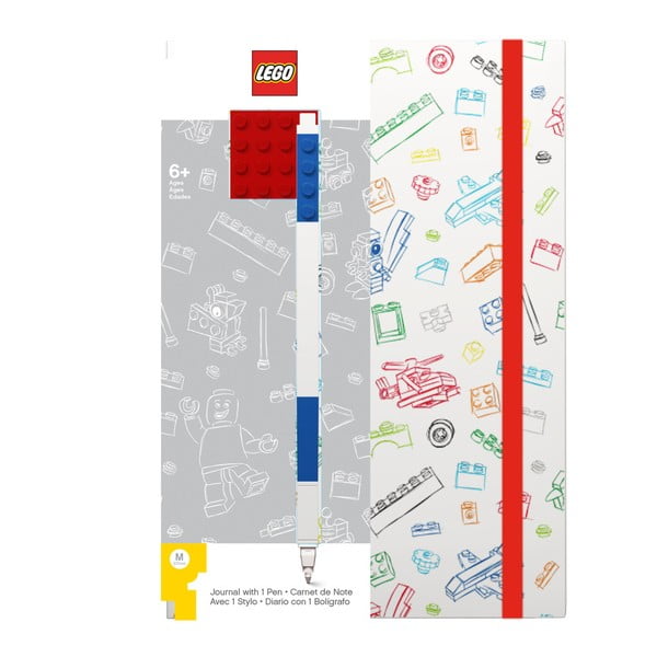 Fekete-fehér jegyzetfüzet A5 kék tollal - LEGO®