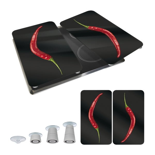 Edzett üveg tűzhely fedőlap szett 2 db-os 30x52 cm Peperoni – Wenko-image-2