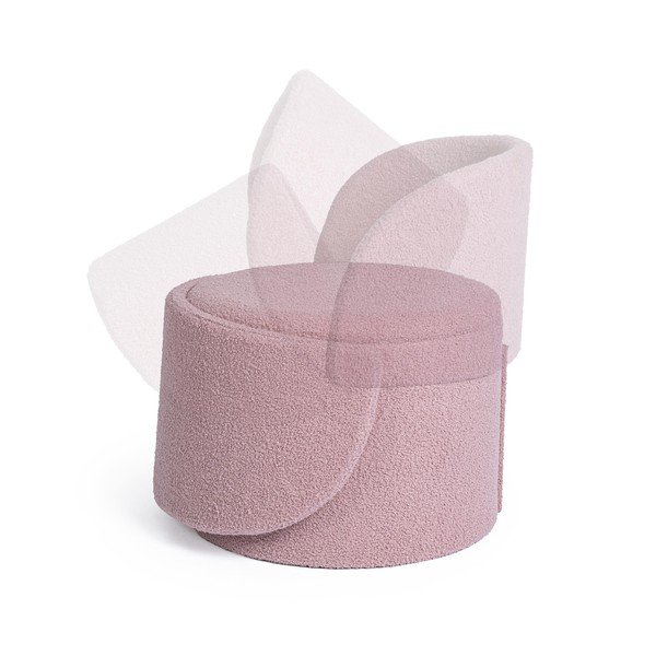 Törtrózsaszín buklé puff Anthea – Yes Everyday-image-1