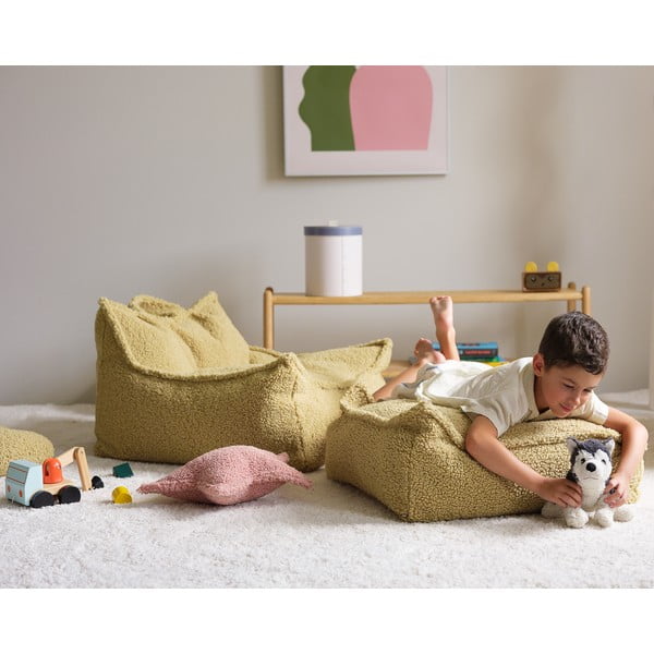 Zöld buklé gyerek babzsákfotel Square – Wigiwama-image-2
