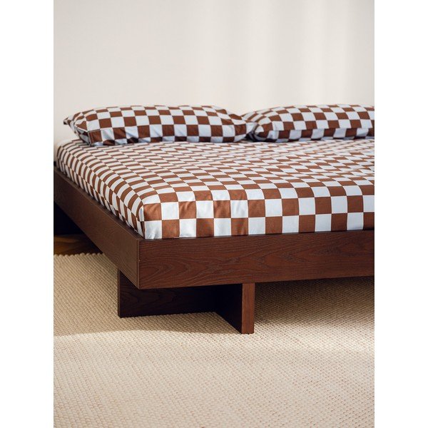 Natúr színű MDF franciaágy ágytámla nélkül ágyráccsal 180x200 cm tölgyfa dekorral Kito – noo.ma-image-4