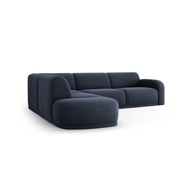 Sötétkék bársony sarokkanapé Erin – Micadoni Home-image-3