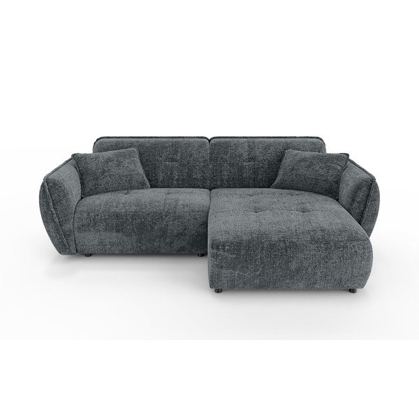 Sötétszürke zsenília sarokkanapé (jobb oldali-heverő résszel) Nelia – Ropez