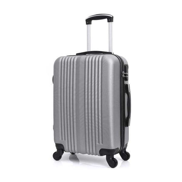 Lipari ezüstszínű gurulós bőrönd, 37 l - Hero-image-4