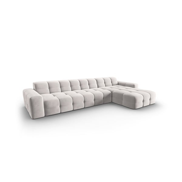 Világosszürke bársony sarokkanapé (jobb oldali) Kendal – Micadoni Home-image-3