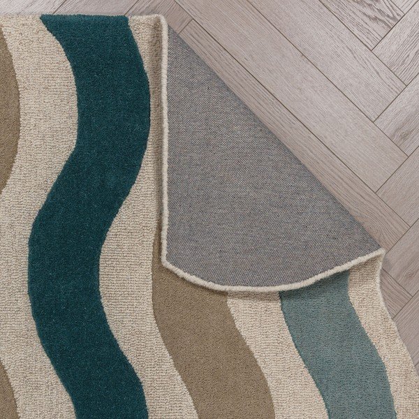 Kék kézi szövésű gyapjú szőnyeg 140x200 cm Cascade Wool – Flair Rugs-image-3