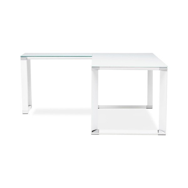 Warner fehér sarok íróasztal üvegből készült lappal - Kokoon-image-3
