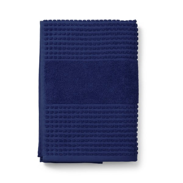 Sötétkék frottír bio pamut fürdőlepedő 70x140 cm Check – JUNA